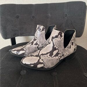 Madden Girl Snake Skin Python Print Leather Exposed Ankle Booties Boots
